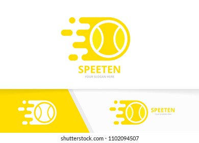 Vector fast tennis logo combination. Speed game symbol or icon. Unique ball and quick logotype design template.