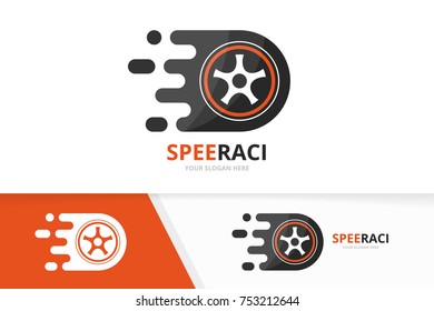 Vector Fast Wheel Logo Combination. Speed Tire Symbol Or Icon. Unique Car And Digital Logotype Design Template.