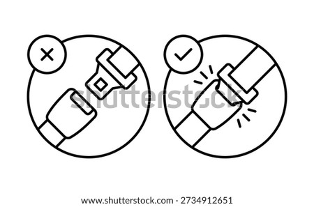 Vector Fasten Seatbelt Flat Outline Illustration