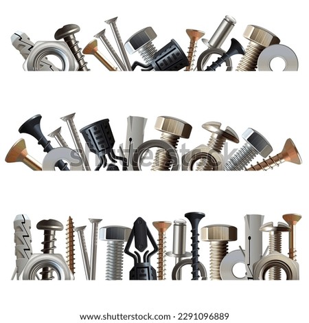 Vector Fasteners Borders isolated on white background