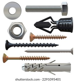 Vector Fasteners Set 1 isolated on white background