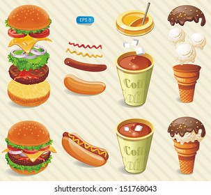 Vector fast-food. Information Template Banner.