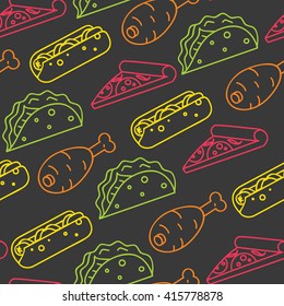 vector fastfood pattern outline icon dark
