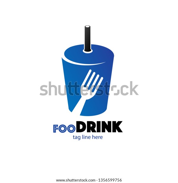 Vector fastfood restaurant, \
drink logo and fork\
- Vector