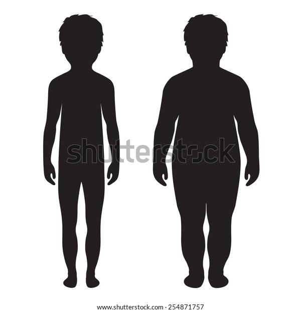 ベクター脂肪体 痩せ 太り過ぎのシルエットイラスト 前の子の後 のベクター画像素材 ロイヤリティフリー