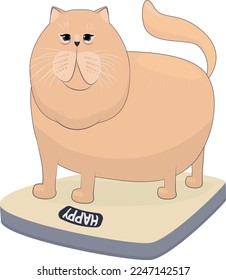 Vector fat cat. domestic fat cat. obesity.