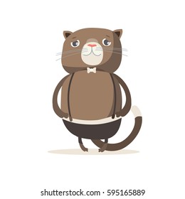 Vector fat cute cat on a white background
