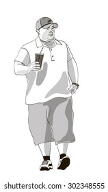vector fat man in summer clothes