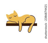 Vector fat sleepy cat. premium flat cartoon style.
