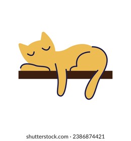 Vector fat sleepy cat. premium flat cartoon style.