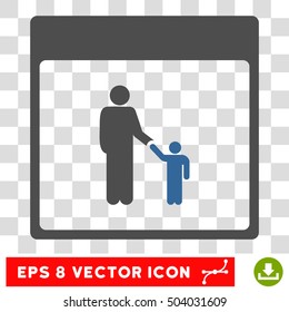 Vector Father Calendar Page EPS vector pictograph. Illustration style is flat iconic bicolor cobalt and gray symbol on a transparent background.