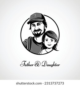 Vector father and daughter, happy father's day