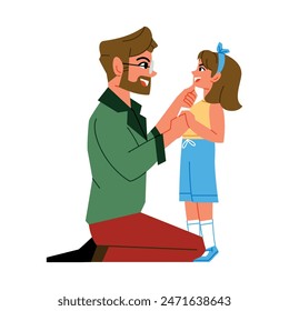 Vector Father And Daugther Cartoon Illustration Isolated