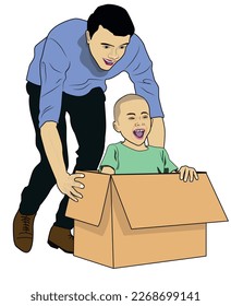 Vector of a Father play with his kid. For Poster, Infographic, Banner and many others template design