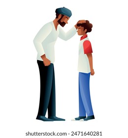 Vector Father And Son Bonding Cartoon Illustration Isolated