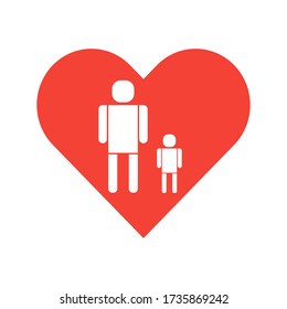 Vector father and son icon. Family love illustration concept in flat style.