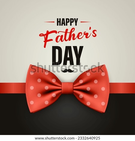 Vector Fathers Day Banner with Realistic Red Bow Tie Closeup and Congratulations Text. Silk Glossy Bowtie, Tie Gentleman. Design Template. Bow tie for Man. Mens Fashion, Fathers Day Holiday