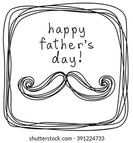 Vector Father's Day card with cute mustache. Hand drawn illustration for print, web