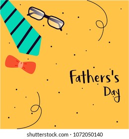 Vector father's day greetings card with tie and spectacles - happy father's day template design and illustration.