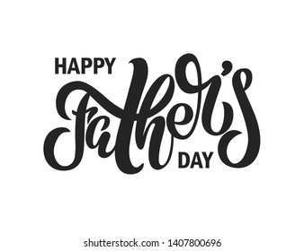 Vector father's day greetings card with hand lettering - happy father's day - with a hat and mustaches in a circle. - Vector