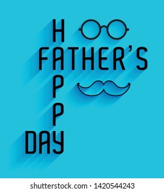 Vector father's day greetings card with glasses mustache  - happy father's day - with mustaches. - Vector .eps
