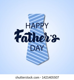 Vector Father's day hand drawn lettering greeting card with paper cut necktie. Daddy tie with line pattern for holiday concept. Happy Fathers day typography, gentleman day celebration poster