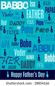 Vector Father's Day poster/card/background with the words for father in different languages.