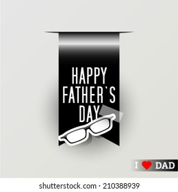 Vector fathers day ribbon with glasses. Eps 10 illustration
