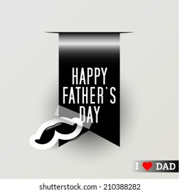 Vector fathers day ribbon with mustache . Eps 10 illustration
