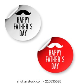 Vector fathers day stickers with mustache. Eps 10