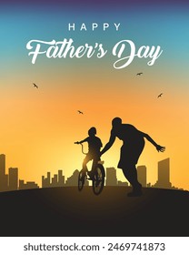 The vector of father's day template with the warm background and memory