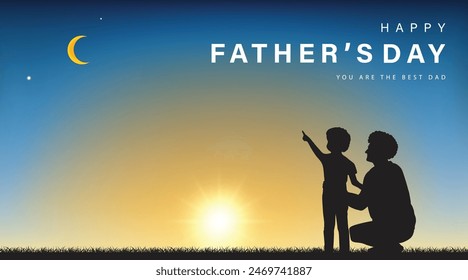 The vector of father's day template with the warm background and memory