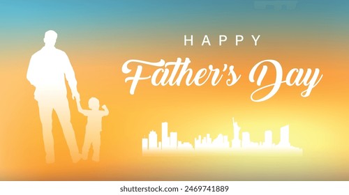 The vector of father's day template with the warm background and memory