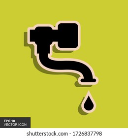 Vector faucet icon with shadow on yellow background isolation.