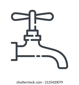 Vector faucet line icon isolated on transparent background.
