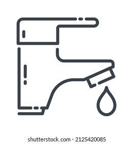Vector faucet line icon isolated on transparent background.