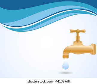 vector faucet-tap at wave background