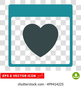 Vector Favourite Heart Calendar Page EPS vector icon. Illustration style is flat iconic bicolor soft blue symbol on a transparent background.