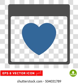 Vector Favourite Heart Calendar Page EPS vector pictograph. Illustration style is flat iconic bicolor cobalt and gray symbol on a transparent background.