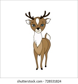 Vector fawn deer on white background
