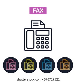 Vector fax machiner icon. Fax imaige.  Simple thin line icon for websites, web design, mobile app, infographics.