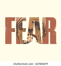 Vector fear poster with double exposure effect