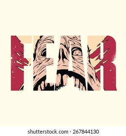 Vector fear poster with double exposure effect