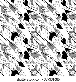 Vector Feather and Arrow Background Pattern - Seamless and Tileable
