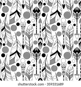 Vector Feather and Arrow Background Pattern - Seamless and Tileable