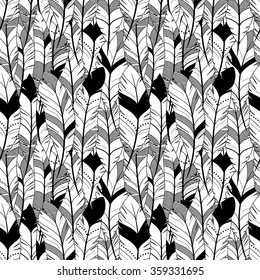 Vector Feather and Arrow Background Pattern - Seamless and Tileable