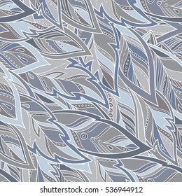 Vector Feather background, retro pattern, ethnic doodle collection, tribal design. Ink hand drawn illustration with different indian feathers 