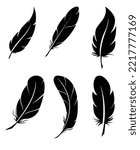 vector feather black silhouettes concept illustration Feather Illustration Collection Set