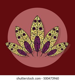 vector feather crown icon, isolated flat icon over  red circle background 