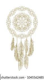 Vector feather dream cathcer on white background